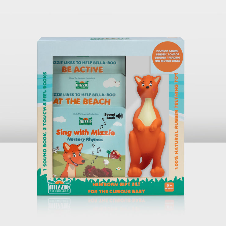 Mizzie the Kangaroo Newborn Gift Pack for the Curious Baby front view